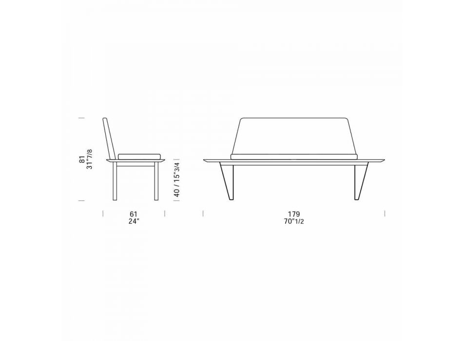 Gepolsterte und gepolsterte Sitzbank aus Stahl und Mdf Modernes Minimal Design - Gardena Viadurini