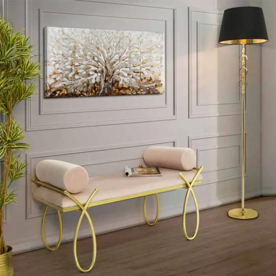 Rechteckige Bank im modernen Design aus Eisen, MDF und Stoff - Harding Viadurini