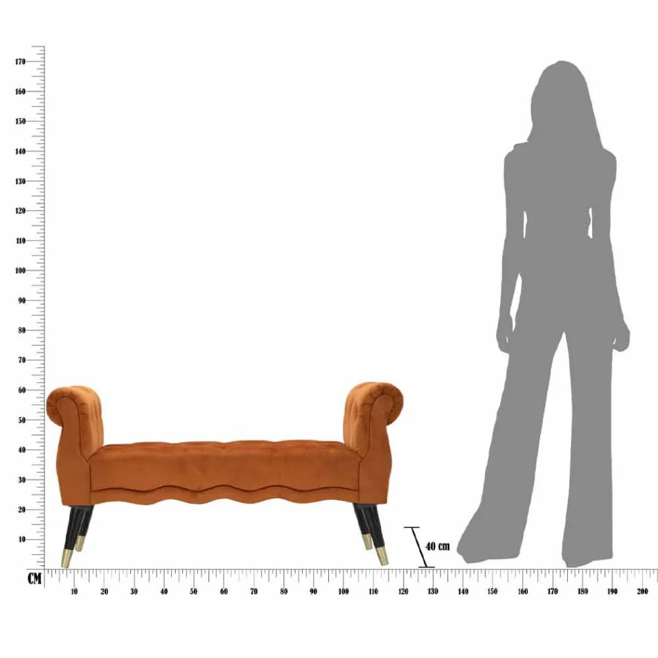Rechteckige Bank im modernen Design aus Holz und Stoff - Theodore Viadurini