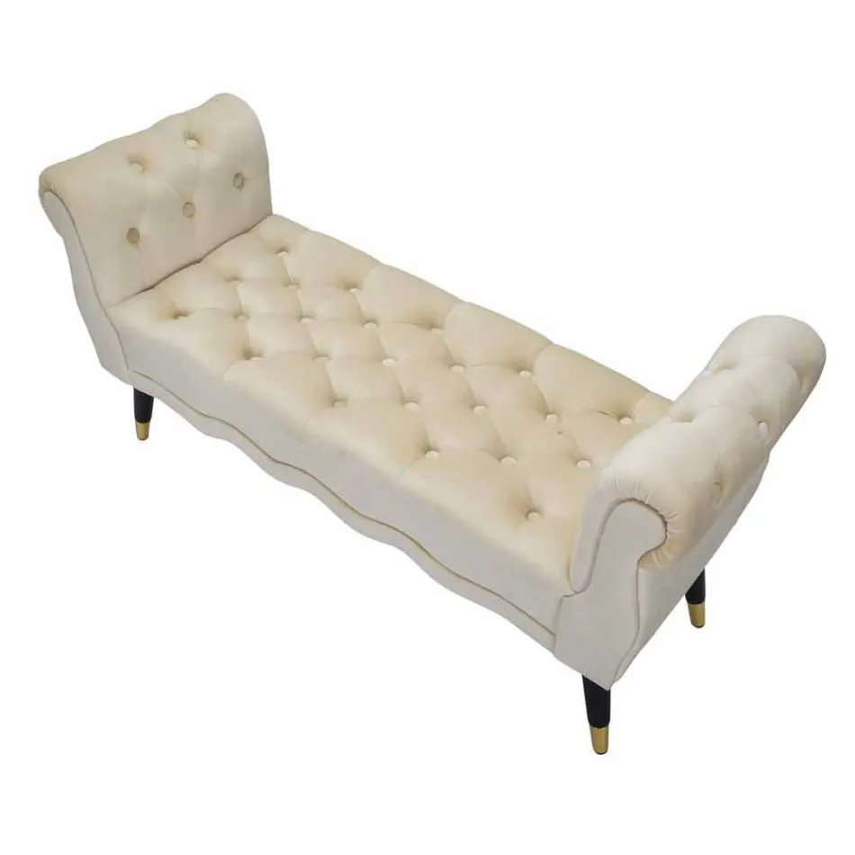 Rechteckige Bank im modernen Design aus Holz und Stoff - Theodore Viadurini