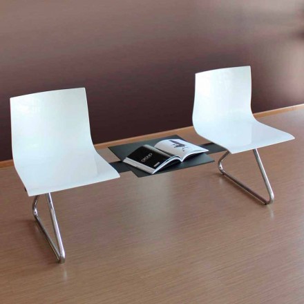 2-Sitzer-Bürobank mit Couchtisch aus Stahl und farbigem Technopolymer - Verenza Viadurini