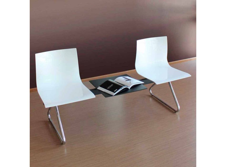 2-Sitzer-Bürobank mit Couchtisch aus Stahl und farbigem Technopolymer - Verenza Viadurini