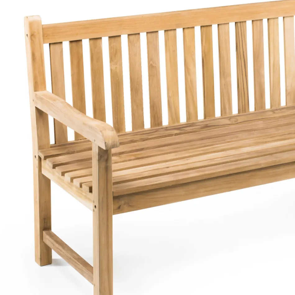 Gartenbank aus natürlichem Teakholz in verschiedenen Größen - Yggdrasil Viadurini