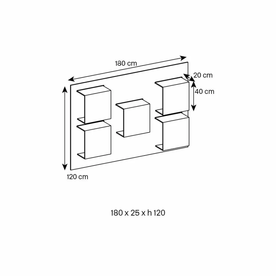 Wandpaneel aus Canaletto-Walnussholz und Glasregalen 2 Größen - Basil Viadurini