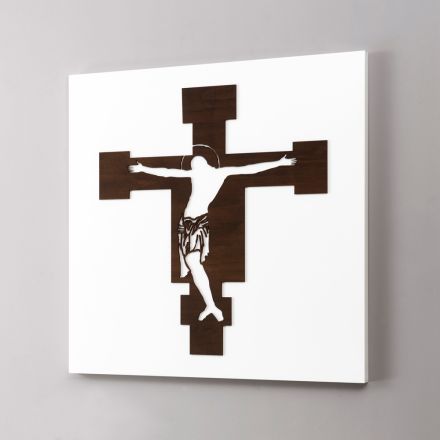 Weiße Tafel mit Darstellung des Kruzifixes, hergestellt in Italien – Airi Viadurini