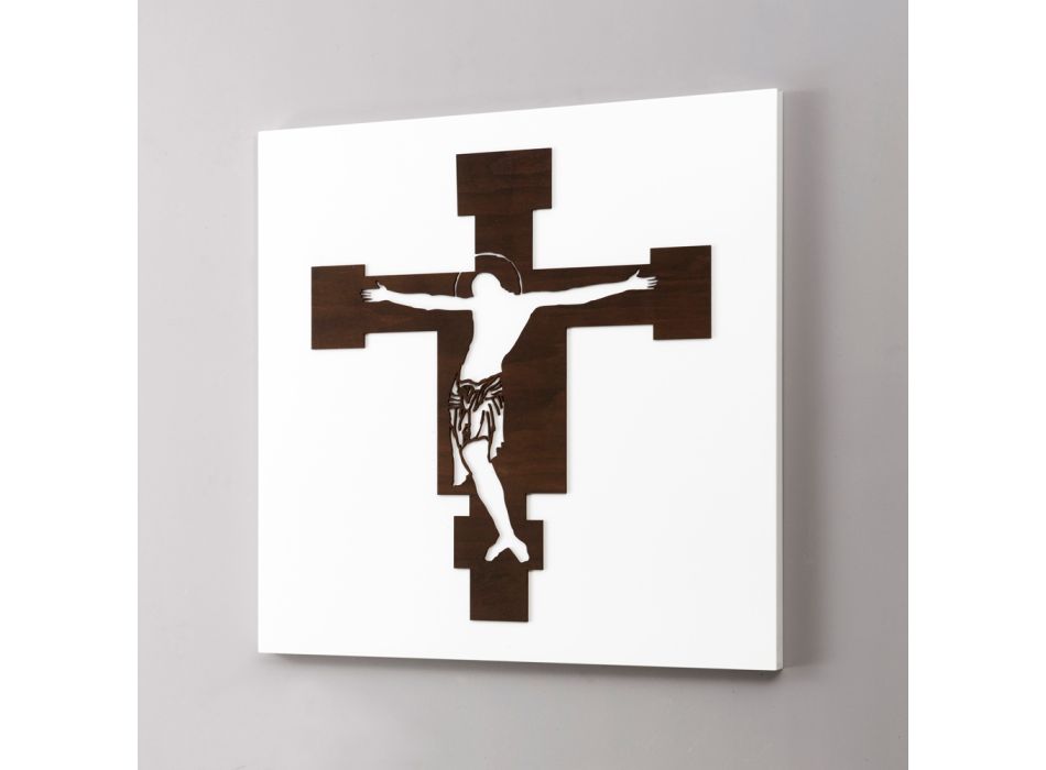 Weiße Tafel mit Darstellung des Kruzifixes, hergestellt in Italien – Airi Viadurini