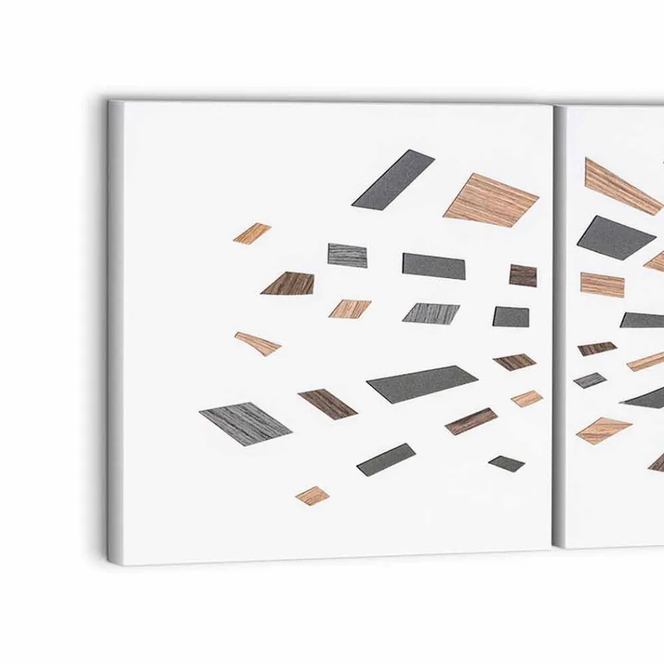 Dekoratives Wandpaneel aus Canvas mit Holzeinlagen Made in Italy - Beatris Viadurini