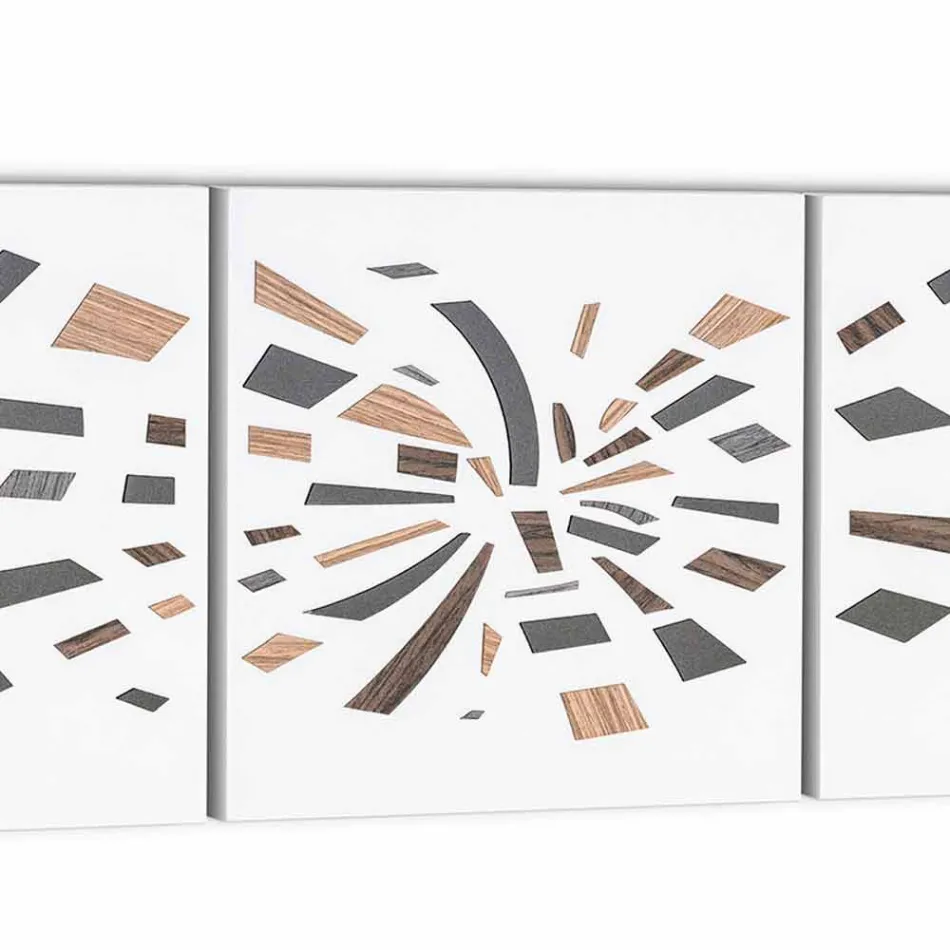 Dekoratives Wandpaneel aus Canvas mit Holzeinlagen Made in Italy - Beatris Viadurini