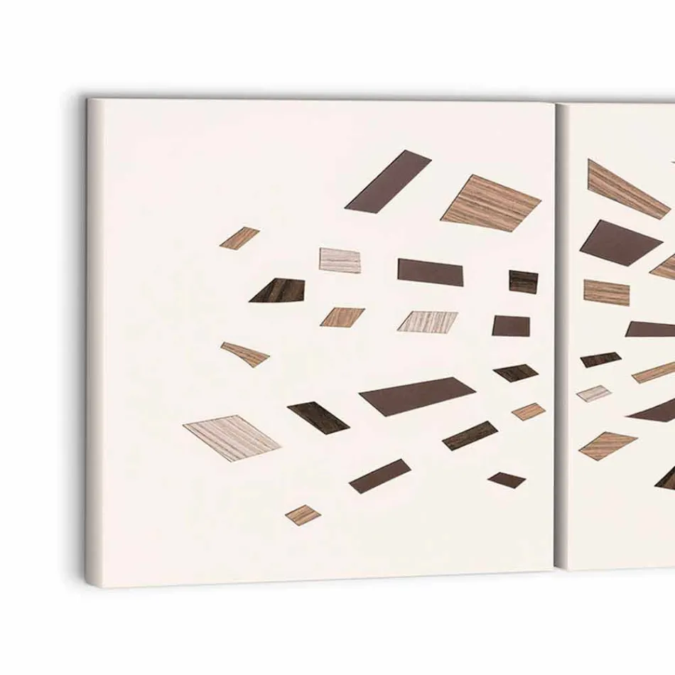 Dekoratives Wandpaneel aus Canvas mit Holzeinlagen Made in Italy - Beatris Viadurini