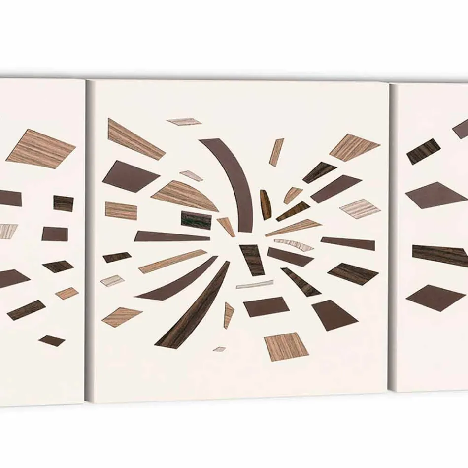 Dekoratives Wandpaneel aus Canvas mit Holzeinlagen Made in Italy - Beatris Viadurini