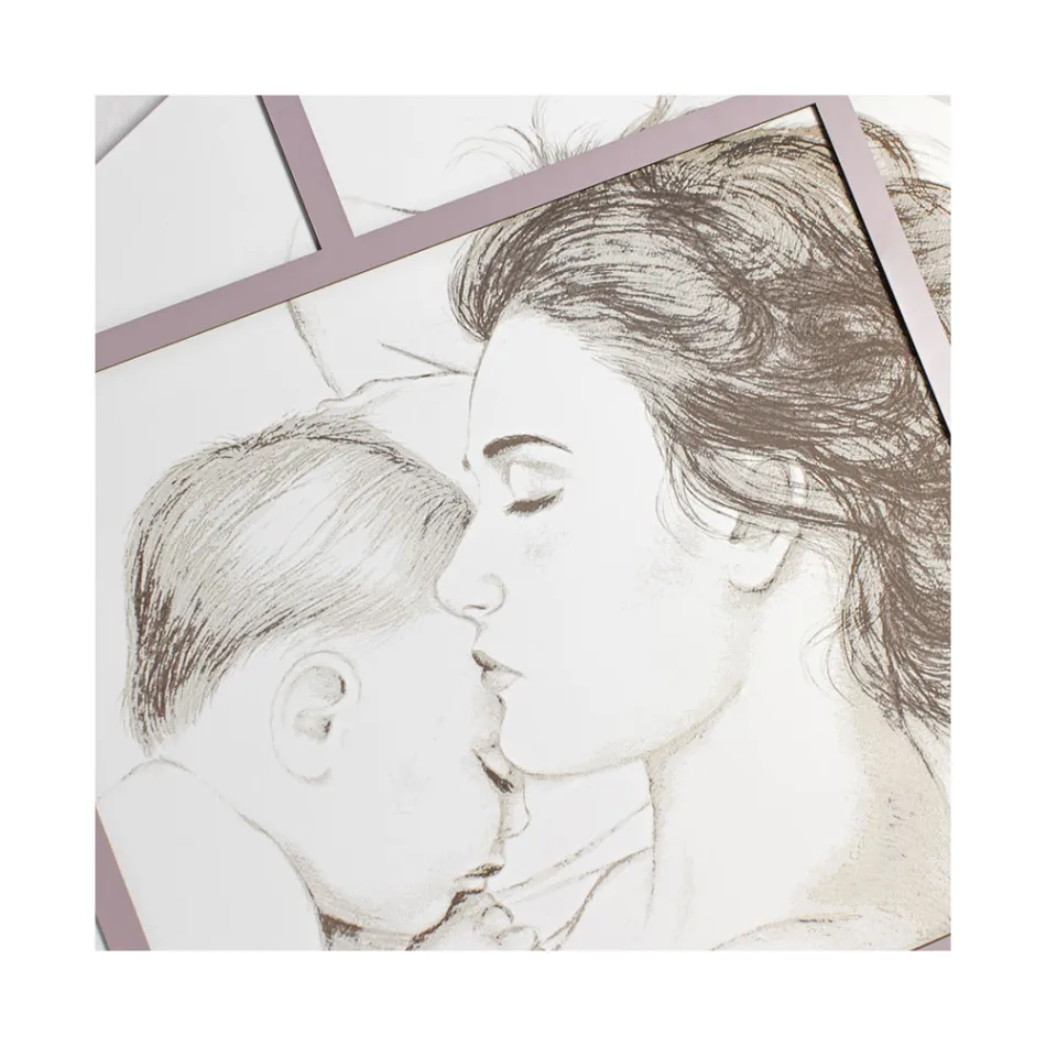 Lasergravierte Tafel mit Frau und Kind, hergestellt in Italien – Harald Viadurini