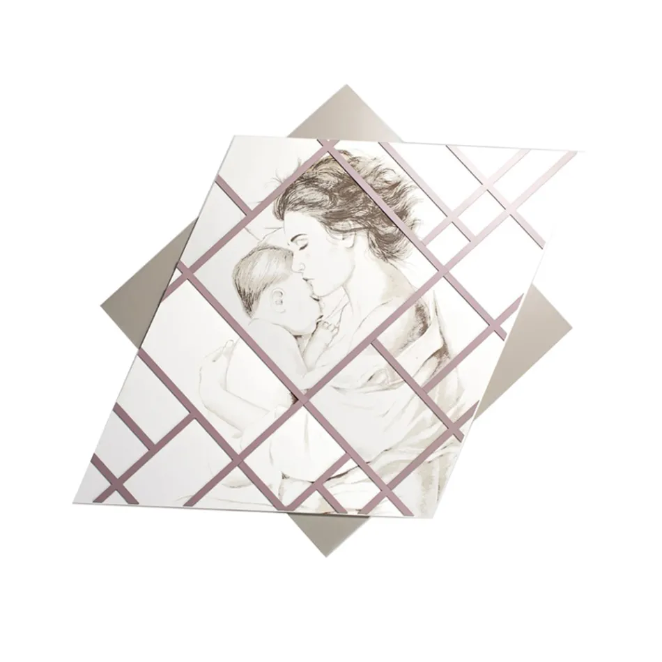 Lasergravierte Tafel mit Frau und Kind, hergestellt in Italien – Harald Viadurini