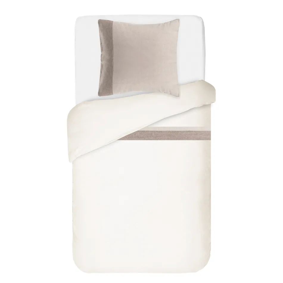 Bettbezug-Set aus 90 % Baumwolle und 10 % Leinen mit 1 Kissenbezug Made in Italy - Nestle Viadurini