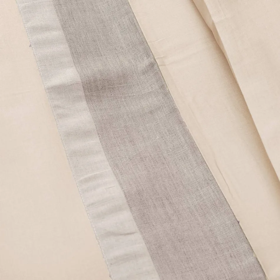 Bettbezug-Set aus 90 % Baumwolle und 10 % Leinen mit 2 Kissenbezügen Made in Italy - Nestle Viadurini