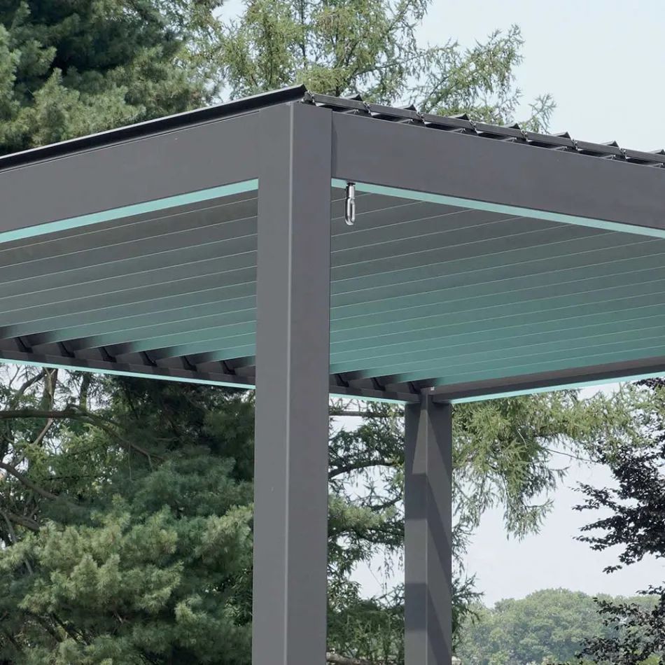 Pegola 3x4 m aus anthrazit lackiertem Aluminium mit Kurbel - Levante Viadurini