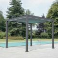 Pergola 3x4 m aus anthrazit lackiertem Aluminium mit Kurbel - Levante