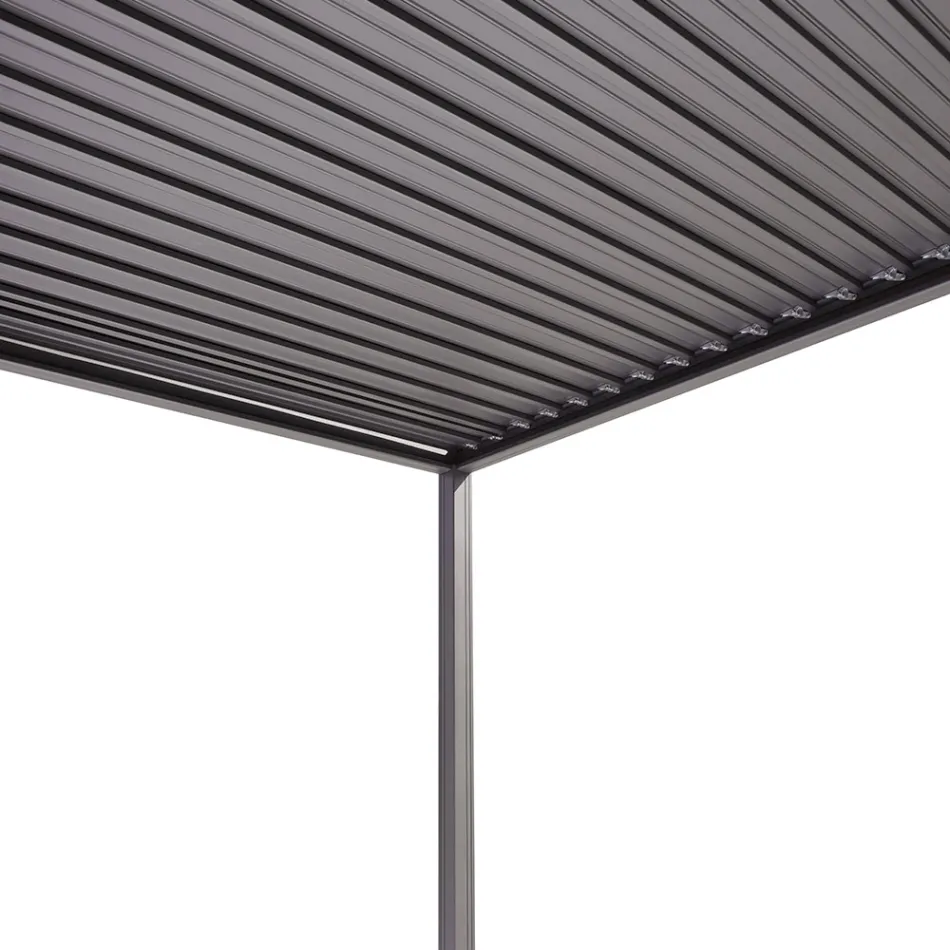 Anthrazitfarbene Aluminium-Pergola mit verstellbarem Dach - Vitta Viadurini