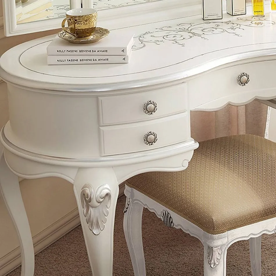 Klassischer Schminkkamm aus Holz mit Spiegel Made in Italy - Cambrige Viadurini