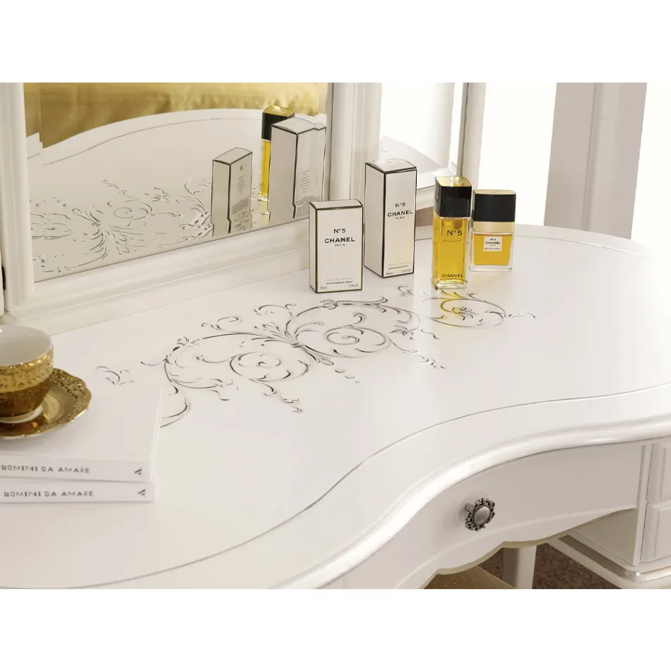 Klassischer Schminkkamm aus Holz mit Spiegel Made in Italy - Cambrige Viadurini