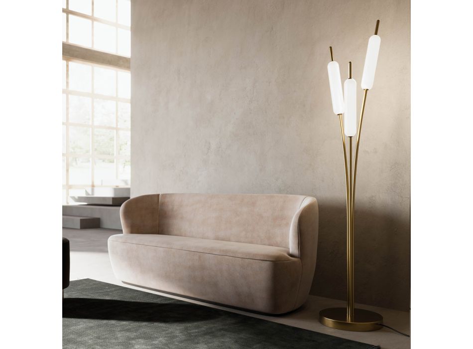 3-Licht-Stehlampe aus Messing und Glas, modernes, elegantes Design - Typha von Il Fanale Viadurini
