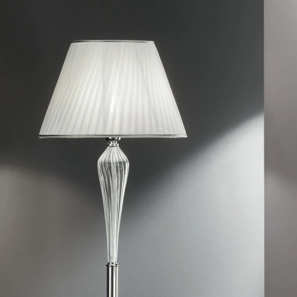 Klassische Stehlampe aus handgefertigtem Rigaton-Glas und goldenem Metall - Fievole Viadurini