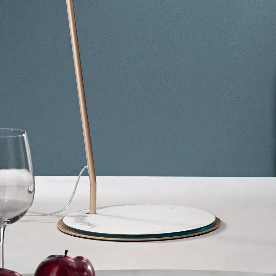 Stehlampe aus Metall mit PVC-Schirm mit Stoff bezogen - Adriana Viadurini