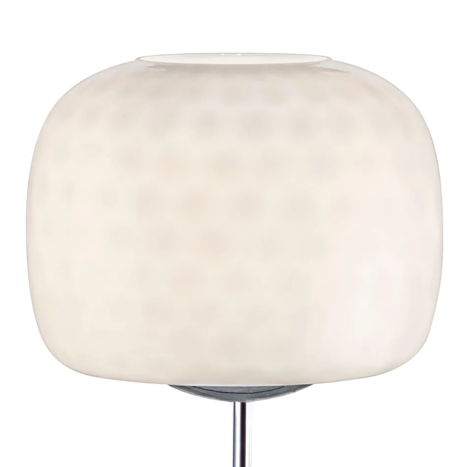 Stehlampe aus Glas mit zwei Oberflächenausführungen und Metallgestell, hergestellt in Italien – Brera Viadurini