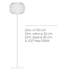 Stehlampe aus Glas mit zwei Oberflächenausführungen und Metallgestell, hergestellt in Italien – Brera Viadurini