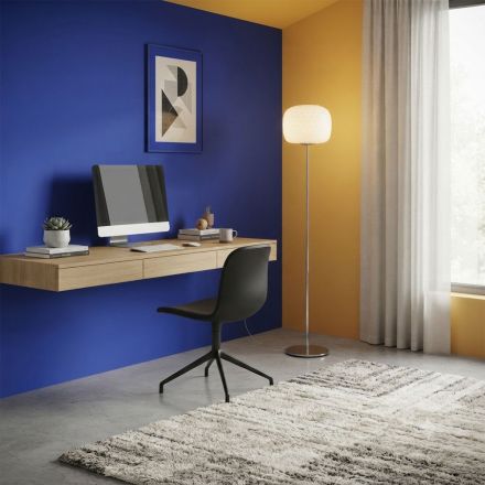 Stehlampe aus Glas mit zwei Oberflächenausführungen und Metallgestell, hergestellt in Italien – Brera Viadurini