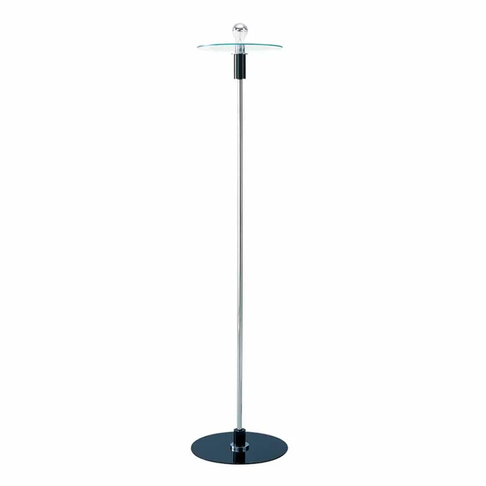 Moderne Stehlampe mit verchromter Struktur und Glasplatte Made in Italy - Saturno Viadurini