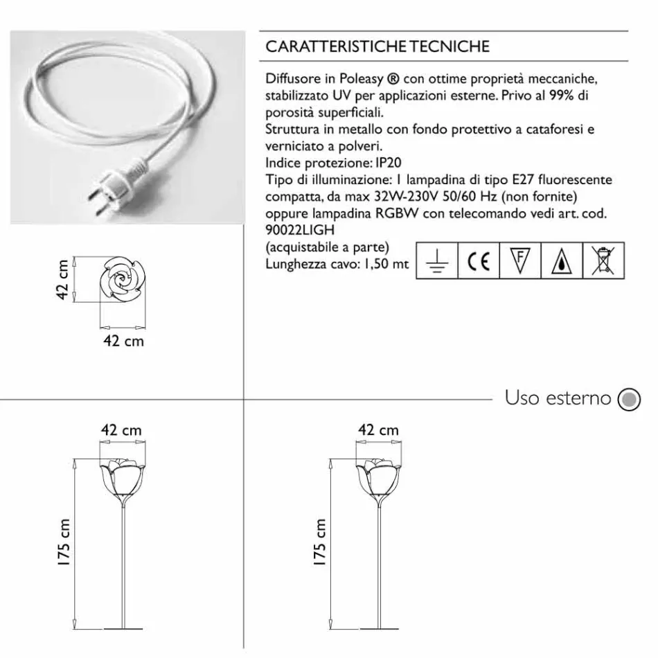 Rose Shaped Modern Design Outdoor Stehleuchte - Baby Love von Myyour Viadurini