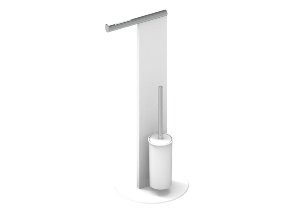 Stand-WC-Bürstenhalter und Baderolle aus weißem oder schwarzem Aluminium - Alcade Viadurini