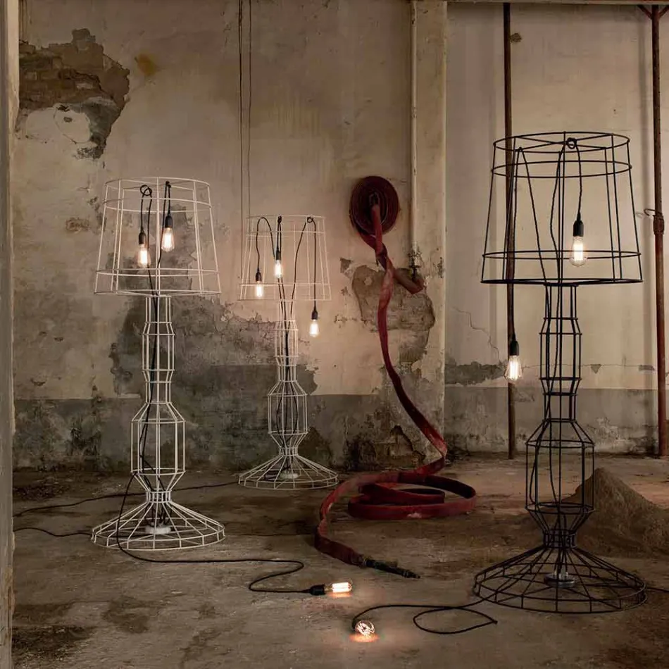 Wohnzimmer Stehlampe 3 Lichter in Weiß oder Naturmetall Minimal Style - Styling Viadurini