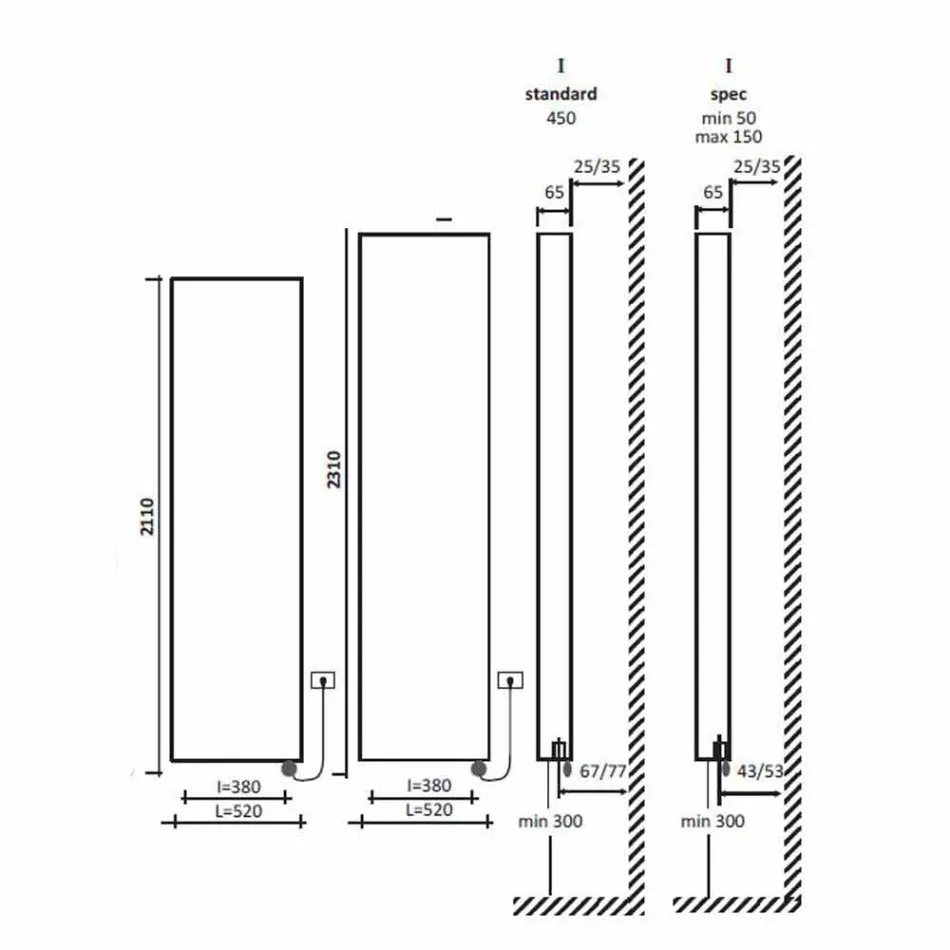 Elektrische Strahlungsplatte Moderner Wandheizkörper bis 1000 W - gebogen Viadurini