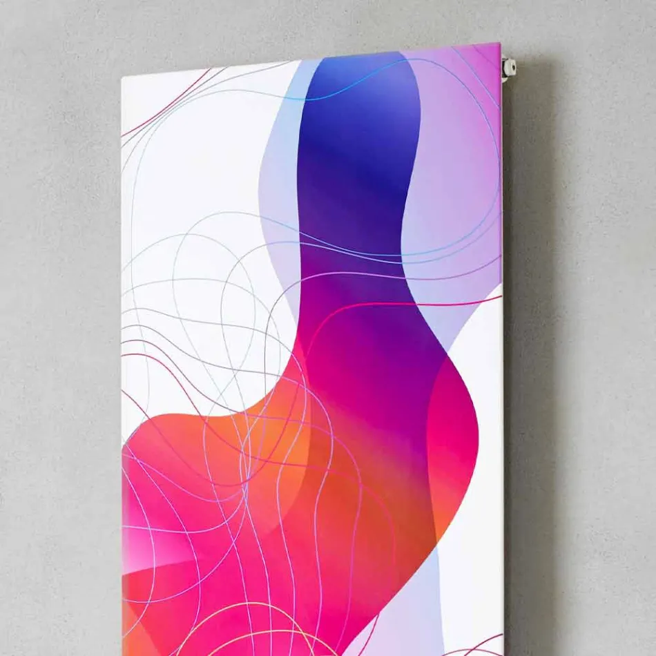 Wandmontierte hydraulische Strahlungsplatte aus Stahl mit Dekoration 839 Watt - Kelvin Viadurini