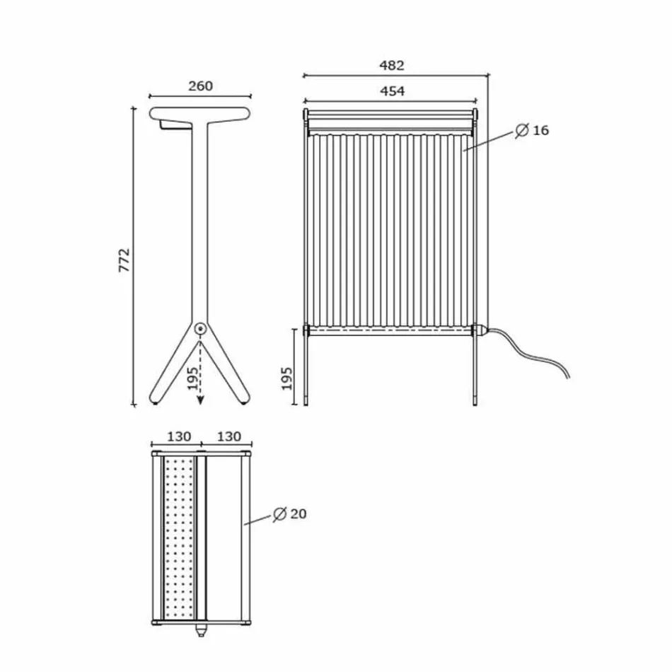 Strahlungsplatte in Aluminium und elektrischem und farbigem Stoffdesign 150 W - Sam Viadurini