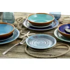Farbige und moderne Teller 18 Stück in Steinzeug Kompletter Tischservice - Egadi Viadurini