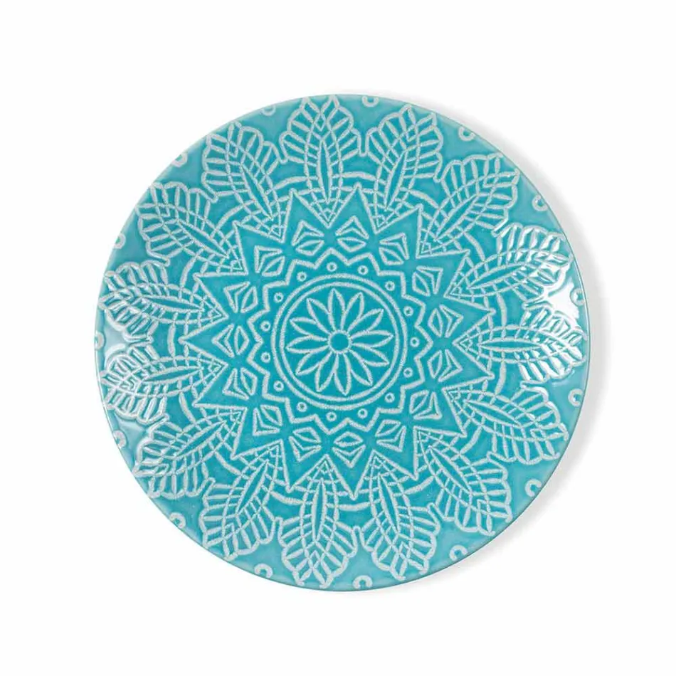 Moderne farbige Teller 18 Stück Kompletter Tischservice in Gres - Creta Viadurini