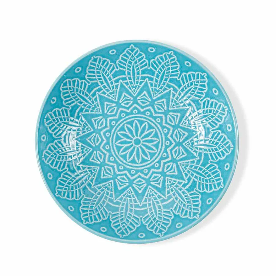 Moderne farbige Teller 18 Stück Kompletter Tischservice in Gres - Creta Viadurini