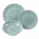 Moderne farbige Teller 18 Stück Kompletter Tischservice in Gres - Creta Viadurini