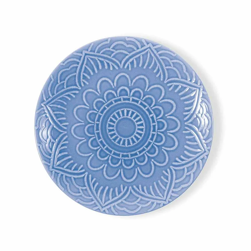 Moderne farbige Teller 18 Stück Kompletter Tischservice in Gres - Creta Viadurini