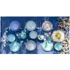 Moderne farbige Teller 18 Stück Kompletter Tischservice in Gres - Creta Viadurini