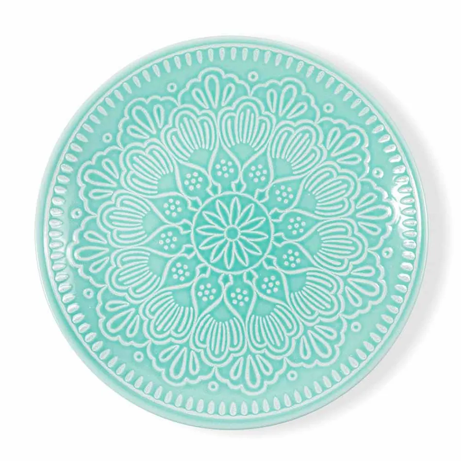 Moderne farbige Teller 18 Stück Kompletter Tischservice in Gres - Creta Viadurini