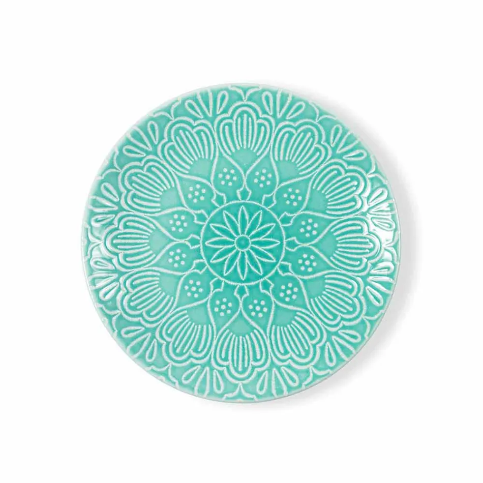 Moderne farbige Teller 18 Stück Kompletter Tischservice in Gres - Creta Viadurini