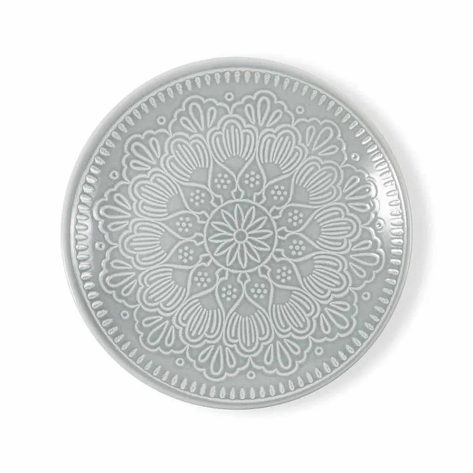 Moderne farbige Teller 18 Stück Kompletter Tischservice in Gres - Creta Viadurini