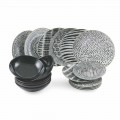 Teller aus Porzellan und schwarzem Steinzeug Kompletter Tischservice 18 Stück - Tribu