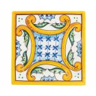 Quadratische Teller aus farbigem Porzellan Majolika Dekor 6 Stück - Fliese Viadurini
