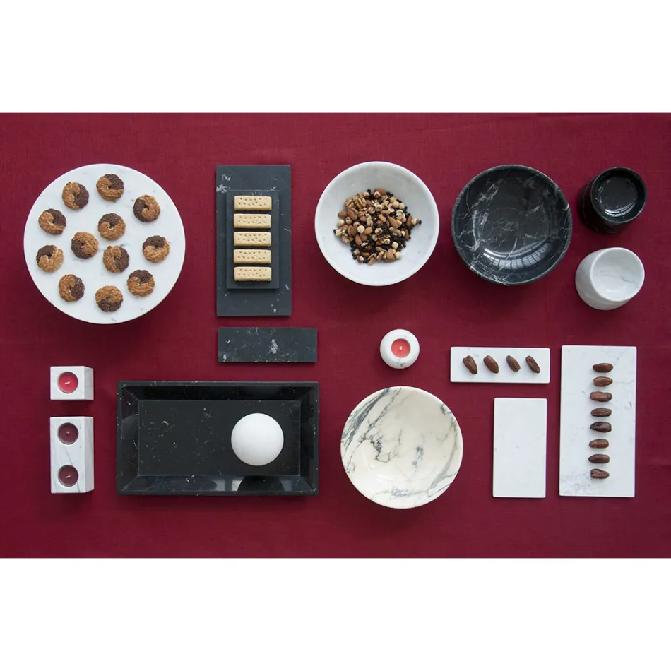 Runder Käseteller aus weißem oder schwarzem Marmor Made in Italy - Kirby Viadurini