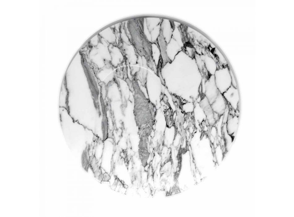Runder Servierteller aus weißem Carrara-Marmor Made in Italy - Kamil Viadurini