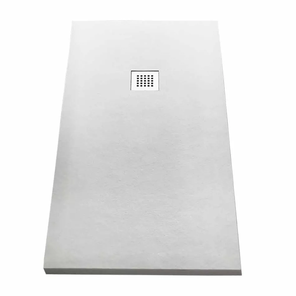 Duschwanne 170x80 aus Stein-Effekt-Harz mit Stahlgitter - Domio Viadurini